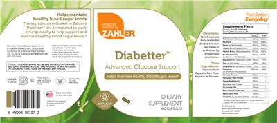 Advanced Nutrition by Zahler Diabetter source label used in the packaging illustration