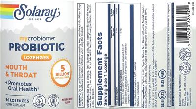 Solaray Mycrobiome Probiotic Lozenges Mouth & Throat Natural Berry Flavor product packaging