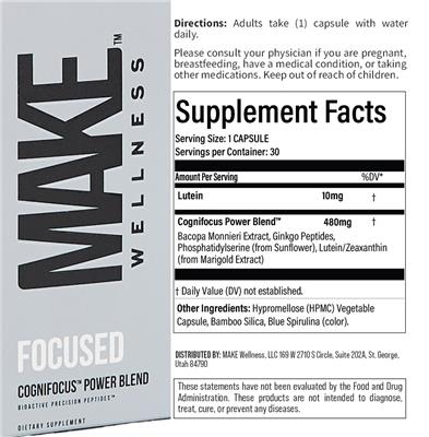 MAKE Wellness Focused source label used in the packaging illustration