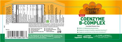 Country Life Coenzyme B-Complex source label used in the packaging illustration