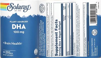 Solaray DHA 100 mg Plant Sourced product packaging