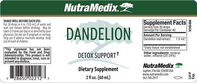 NutraMedix Dandelion source label used in the packaging illustration