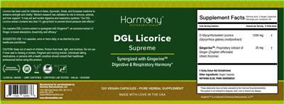 Harmony Nutraceuticals DGL Licorice Supreme source label used in the packaging illustration