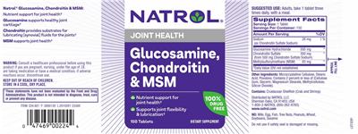 Natrol Glucosamine Chondroitin & MSM source label used in the packaging illustration