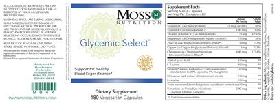 Moss Nutrition Glycemic Select source label used in the packaging illustration