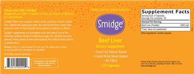 Smidge Beef Liver source label used in the packaging illustration