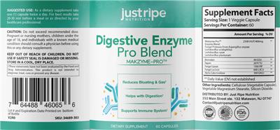 Just Ripe Nutrition Digestive Enzyme Pro Blend source label used in the packaging illustration