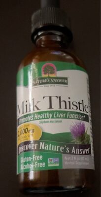 Nature's Answer Milk Thistle Seed 2000 mg Alcohol-Free source label used in the packaging illustration