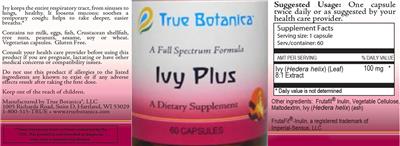True Botanica Ivy Plus source label used in the packaging illustration