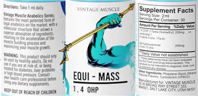Vintage Muscle Equi-Mass source label used in the packaging illustration