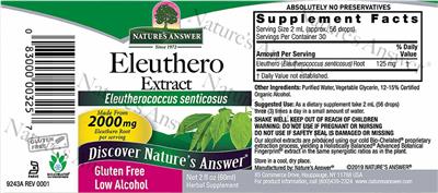 Nature's Answer Eleluthero Extract 2000 mg source label used in the packaging illustration