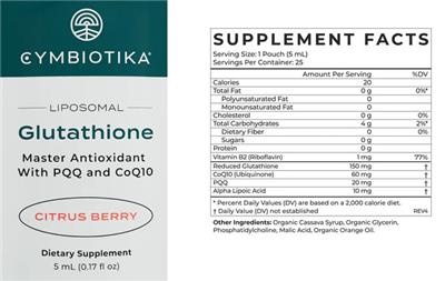 Cymbiotika Glutathione Citrus Berry source label used in the packaging illustration