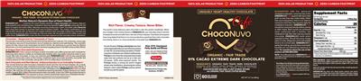 ProCaps ChocoNuvo Cafe 91% Cacao Extreme Dark Chocolate source label used in the packaging illustration