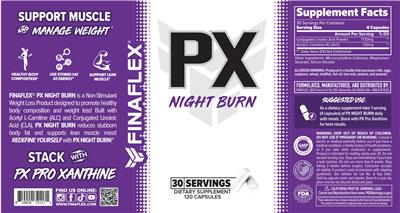 FINAFLEX PX Night Burn source label used in the packaging illustration
