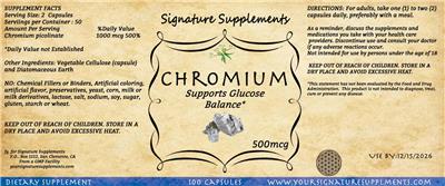 Signature Supplements Chromium 500 mcg product packaging