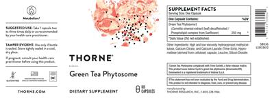 Thorne Green Tea Phytosome source label used in the packaging illustration