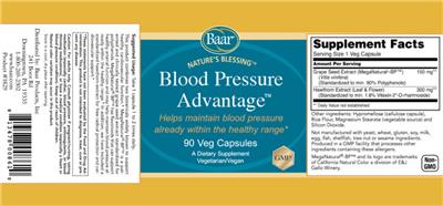 Baar Nature's Blessing Blood Pressure Advantage source label used in the packaging illustration