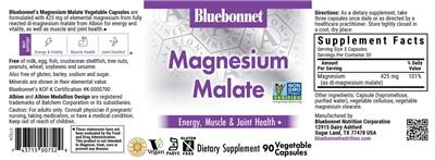 Bluebonnet Magnesium Malate 425 mg source label used in the packaging illustration