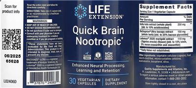 Life Extension Quick Brain Nootropic product packaging