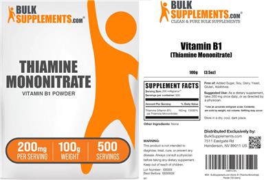 BulkSupplements.com Thiamine Mononitrate 200 mg product packaging