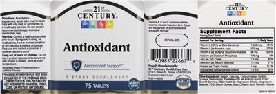 21st Century Antioxidant source label used in the packaging illustration
