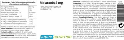 Super-Nutrition Melatonin 3 mg source label used in the packaging illustration