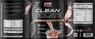 GEC Genetic Edge Compounds Clean Isolate Chocolate Milkshake source label used in the packaging illustration