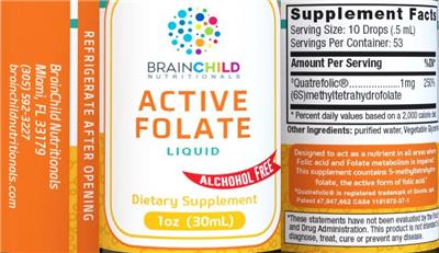 Brainchild Nutritionals Active Folate Liquid Alcohol Free source label used in the packaging illustration
