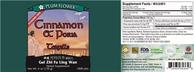 Plum Flower Cinnamon & Poria Teapills source label used in the packaging illustration