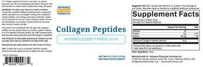 Advance Physician Formulas Collagen Peptides source label used in the packaging illustration