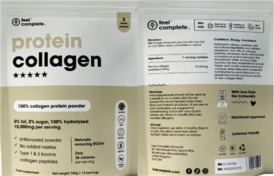 feel complete. Protein Collagen 10000 mg Unflavoured source label used in the packaging illustration