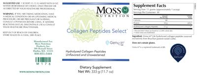 Moss Nutrition Collagen Peptides Select Unflavored source label used in the packaging illustration