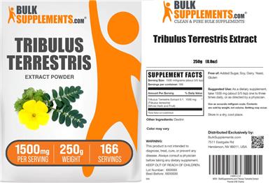 BulkSupplements.com Tribulus terrestris Extract Powder 1500 mg product packaging