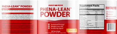 Anabolic Warfare Phena-Lean Powder Orange Strawberry source label used in the packaging illustration