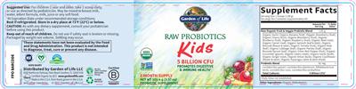Garden of Life Raw Probiotics Kids 5 Billion CFU product packaging