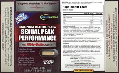 Applied Nutrition Magnum Blood-Flow Sexual Peak Performance source label used in the packaging illustration