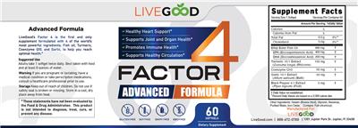 LiveGood Factor 4 Advanced Formula source label used in the packaging illustration