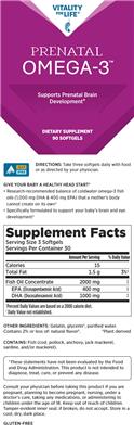 Vitality For Life Prenatal Omega-3 source label used in the packaging illustration