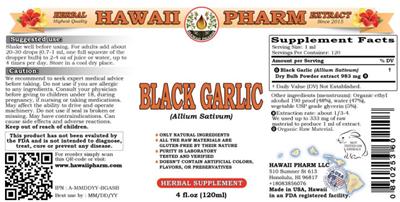 Hawaii Pharm Black Garlic source label used in the packaging illustration