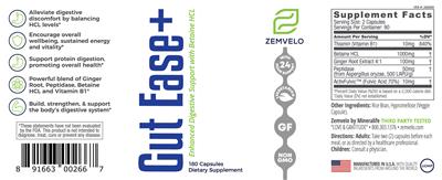 Zemvelo Gut Ease+ source label used in the packaging illustration