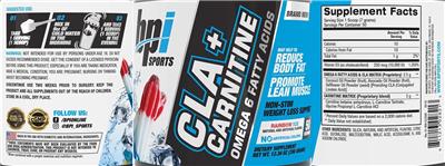 BPI Sports CLA + Carnitine Rainbow Ice source label used in the packaging illustration