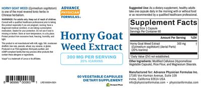 Advance Physician Formulas Horny Goat Weed Extract 300 mg source label used in the packaging illustration