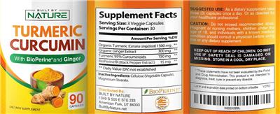 Built By Nature Turmeric Curcumin source label used in the packaging illustration