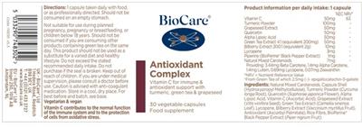 BioCare Antioxidant Complex source label used in the packaging illustration