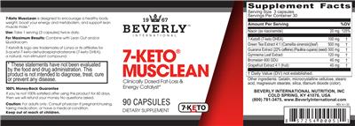 Beverly International 7-Keto MuscLean source label used in the packaging illustration