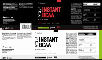 Body Attack Sports Nutrition Extreme Instant BCAA Mojito Flavour source label used in the packaging illustration