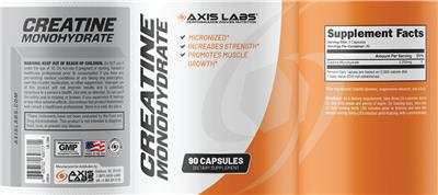 Axis Labs Creatine Monohydrate source label used in the packaging illustration