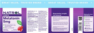 Natrol Melatonin 5 mg Strawberry source label used in the packaging illustration