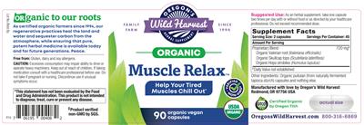 Oregon's Wild Harvest Muscle Relax source label used in the packaging illustration