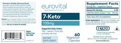 Eurovital Nutraceuticals 7-Keto 100 mg source label used in the packaging illustration